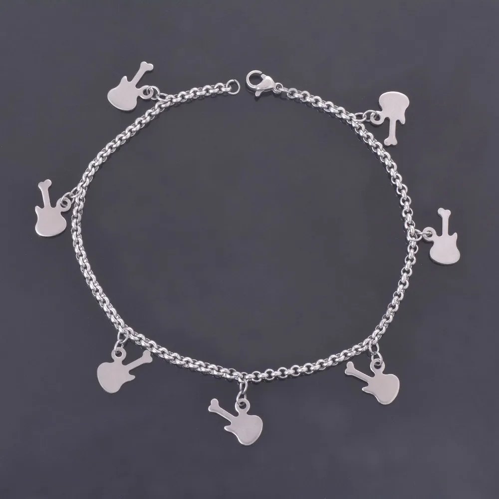 Fashion Customize 316L Stainless Steel Anklets Silver Color Guitar Pendant Women's Anklet Chains Bracelet Foot Jewelry
Fashion Customize 316L Stainless Steel Anklets Silver Color Guitar Pendant Women's Anklet Chains Bracelet Foot Jewelry