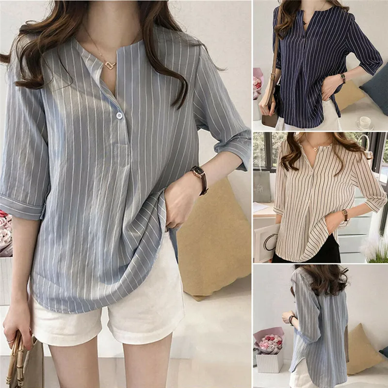 Women Striped Blouse Shirt Long Sleeve Blouse Stand Neck Shirts Casual Tops Blouse et Chemisier Femme Blusas Mujer de Moda
Women Striped Blouse Shirt Long Sleeve Blouse Stand Neck Shirts Casual Tops Blouse et Chemisier Femme Blusas Mujer de Moda