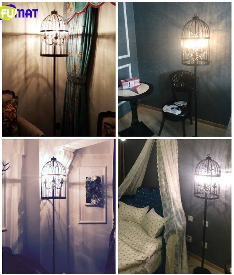 6 Loft Birdcage Crystal Iron Art Floor Lamp