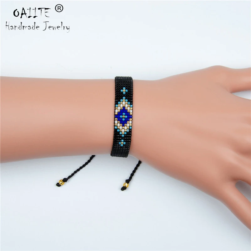 OAIITE Blue Turkey Evil Eye Bracelet&Bangle For Women Handmade Black Delicas Beads Jewelry MIYUKI Seed Bead Bracelet Adjustable
OAIITE Blue Turkey Evil Eye Bracelet&Bangle For Women Handmade Black Delicas Beads Jewelry MIYUKI Seed Bead Bracelet Adjustable