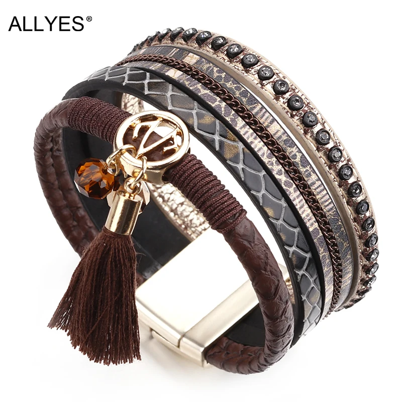 ALLYES Tassel Leather Bracelets For Women 2019 Vintage Bohemian Party Ladies Multilayer Wide Wrap Bracelet Female Femme Jewelry
ALLYES Tassel Leather Bracelets For Women 2019 Vintage Bohemian Party Ladies Multilayer Wide Wrap Bracelet Female Femme Jewelry