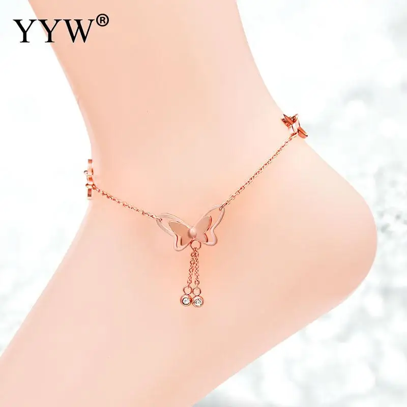 Hot Stainless Steel Small Butterfly With Rhinestone Anklet Chain Bracelet Charm Anklet Tassel Beach Vintage Foot Jewelry Gift
Hot Stainless Steel Small Butterfly With Rhinestone Anklet Chain Bracelet Charm Anklet Tassel Beach Vintage Foot Jewelry Gift