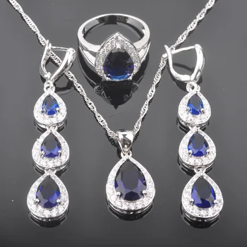 Dubai StylWater Drop Blue Zirconia Women's Wedding Silver Color Jewelry Sets Earring And Necklace Sets Pendant Rings QZ0180
Dubai StylWater Drop Blue Zirconia Women's Wedding Silver Color Jewelry Sets Earring And Necklace Sets Pendant Rings QZ0180