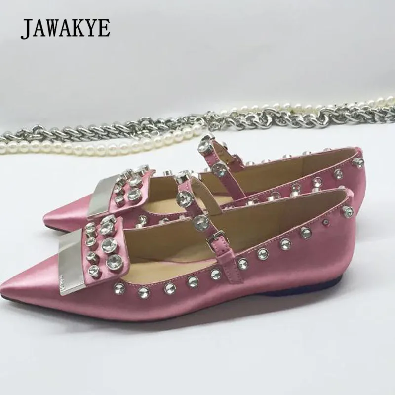 2018 New Arrival Luxury Satin Flat Shoes Woman Pointed Toe Rhinestone Rivet Metal Decor Wedding Shoes Female
2018 New Arrival Luxury Satin Flat Shoes Woman Pointed Toe Rhinestone Rivet Metal Decor Wedding Shoes Female