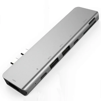 7 in 1 Daul USB 3.1 Type C HUB + 4K HDMI 60hz + Type C PD Charging Adapter + SD/TF Card Reader USB 3.0 Hub for MacBook Pro
7 in 1 Daul USB 3.1 Type C HUB + 4K HDMI 60hz + Type C PD Charging Adapter + SD/TF Card Reader USB 3.0 Hub for MacBook Pro
