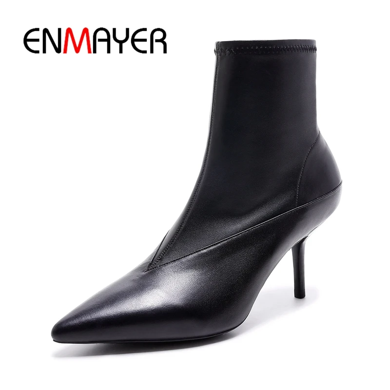 ENMAYER Women pointed toe ankle boots women thin heel boots solid fashion botas mujer Big size 34-39 ZYL978 
ENMAYER Women pointed toe ankle boots women thin heel boots solid fashion botas mujer Big size 34-39 ZYL978