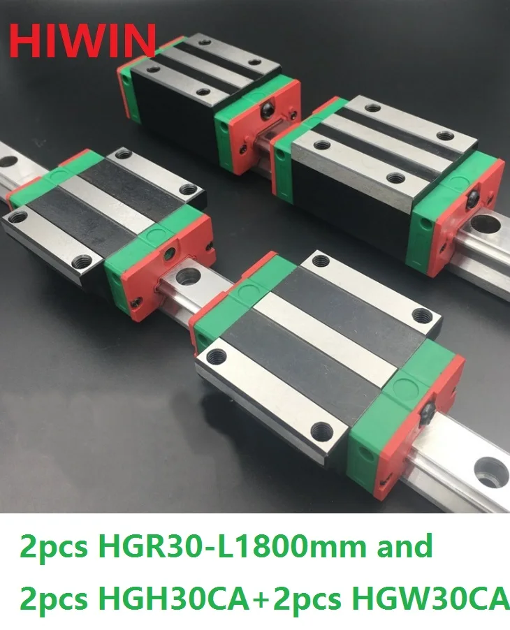 2pcs 100% original Hiwin linear guide rail HGR30 -L 1800mm + 2pcs HGH30CA and 2pcs HGW30CA/HGW30CC linear block CNC