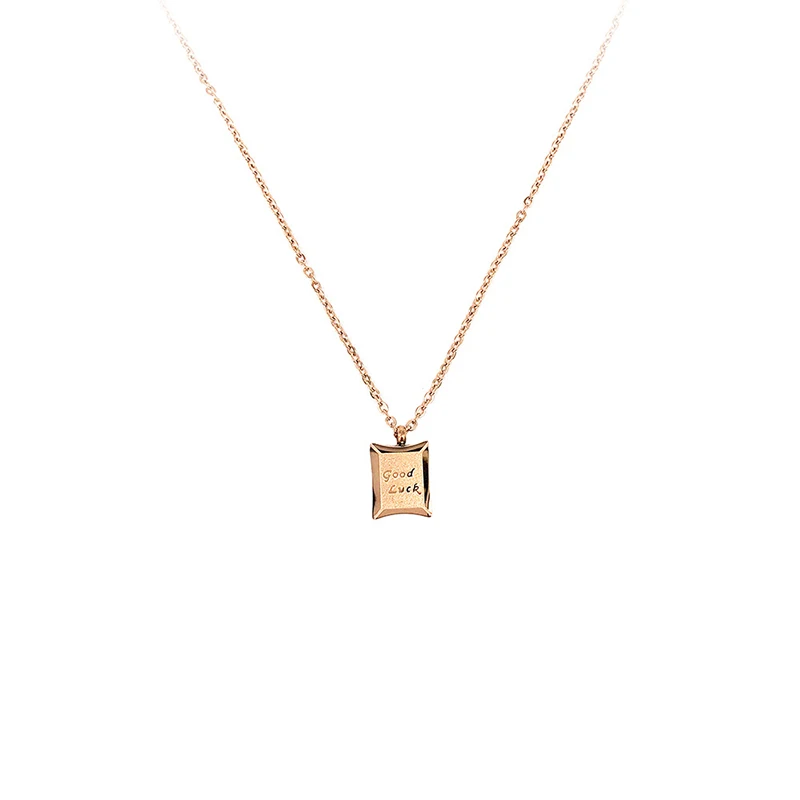 Fashion Square Pendant With Good Luck letters Necklace Rose Gold Clavicle Chain Necklace Women Jewelry Accessories FSPXL229
Fashion Square Pendant With Good Luck letters Necklace Rose Gold Clavicle Chain Necklace Women Jewelry Accessories FSPXL229