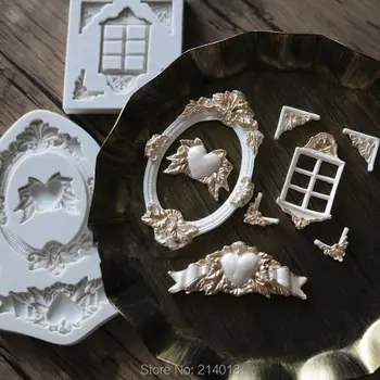 Silicone Mold Retro Window Curtain Flower Vintage Love Heart Ribbon Frames Food Grade Fondant Molds Moulds Silicone Rubber PRZY
Silicone Mold Retro Window Curtain Flower Vintage Love Heart Ribbon Frames Food Grade Fondant Molds Moulds Silicone Rubber PRZY