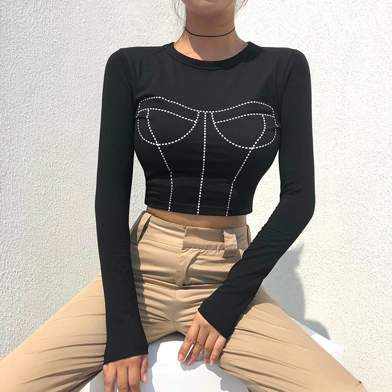 Rockmore Casual Basic T shirt Women Printed Funny Long Sleeve Crop Top Tee Black White Short Tshirts Cotton Women Autumn Spring
Rockmore Casual Basic T shirt Women Printed Funny Long Sleeve Crop Top Tee Black White Short Tshirts Cotton Women Autumn Spring