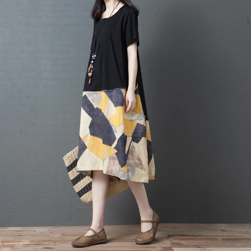 Fashion Patchwork Women's Dress 2019 Dress Women Round Neck Women Dress Short Sleeve Pockets Regular Women Summer Dresses
Fashion Patchwork Women's Dress 2019 Dress Women Round Neck Women Dress Short Sleeve Pockets Regular Women Summer Dresses