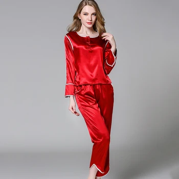 VVUES Sleepwear Women Long Sleeves Pants Pyjama Set Spring Summer Sexy Silk Pajamas Sets Satin Sleep Suit Nightwear 2019 New
VVUES Sleepwear Women Long Sleeves Pants Pyjama Set Spring Summer Sexy Silk Pajamas Sets Satin Sleep Suit Nightwear 2019 New