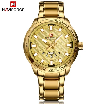 NAVIFORCE Top Luxury Brand Gold Stainless Steel Business Men's Quartz Wristwatch Fashion Sport Watch Men Clock Relogio Masculino
NAVIFORCE Top Luxury Brand Gold Stainless Steel Business Men's Quartz Wristwatch Fashion Sport Watch Men Clock Relogio Masculino