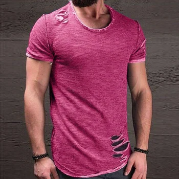 2020 Fashion Summer Ripped Clothes Men Tee Hole Solid T-Shirt Slim Fit O Neck Short Sleeve Muscle Casual Jersey Tops T Shirts
2020 Fashion Summer Ripped Clothes Men Tee Hole Solid T-Shirt Slim Fit O Neck Short Sleeve Muscle Casual Jersey Tops T Shirts