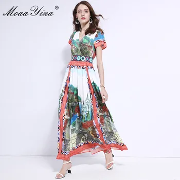 MoaaYina 2019 Fashion Designer Runway Dress Summer Women's Short sleeve V-neck Sicily landscape Print Slim Elegant Maxi Dresses
MoaaYina 2019 Fashion Designer Runway Dress Summer Women's Short sleeve V-neck Sicily landscape Print Slim Elegant Maxi Dresses