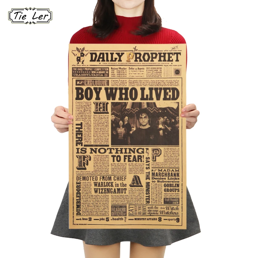 TIE LER Classic Movie Kraft Paper Poster Daily Prophet Wall Sticker Bar Cafe Decorative Painting 42X27cm
TIE LER Classic Movie Kraft Paper Poster Daily Prophet Wall Sticker Bar Cafe Decorative Painting 42X27cm