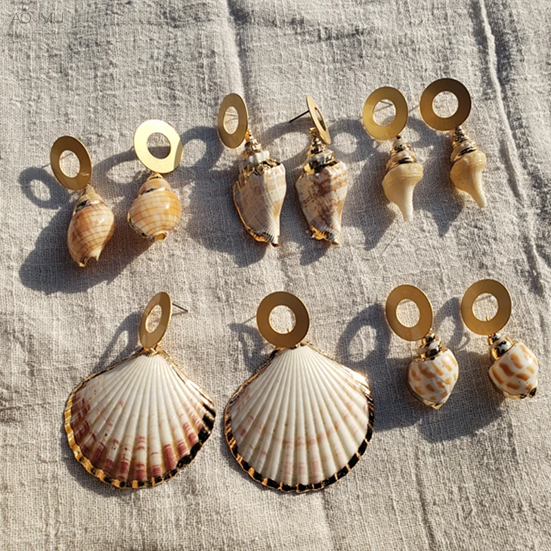 AOMU Bohemian Geometric Hollow Round Circle Sea Shell Conch Metal Gold Drop Dangle Earrings Gift for Women Beach Jewelry Boucle
AOMU Bohemian Geometric Hollow Round Circle Sea Shell Conch Metal Gold Drop Dangle Earrings Gift for Women Beach Jewelry Boucle