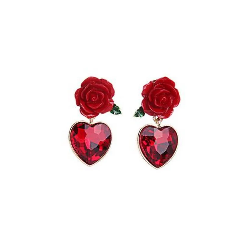 Red Heart Pendant Rose Stud Earring Female Fashion Accessories Sweet Crystal Simple Elegant Stud Earring Valentine's Day Gift
Red Heart Pendant Rose Stud Earring Female Fashion Accessories Sweet Crystal Simple Elegant Stud Earring Valentine's Day Gift