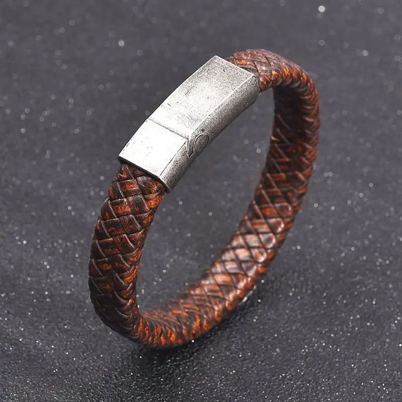 Jiayiqi Men Brown Braided Leather Bracelet Stainless Steel Magnetic Clasp Fashion Bangles Punk Male Jewelry
Jiayiqi Men Brown Braided Leather Bracelet Stainless Steel Magnetic Clasp Fashion Bangles Punk Male Jewelry