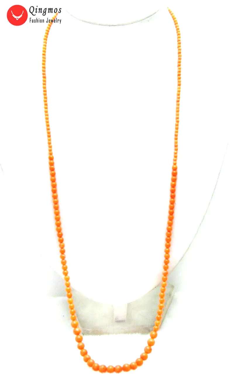 Qingmos Natural Coral Necklace for Women with Orange 4-7mm Round Coral Sweater Necklace Fine Jewelry 33" Long Necklace nec6010
Qingmos Natural Coral Necklace for Women with Orange 4-7mm Round Coral Sweater Necklace Fine Jewelry 33" Long Necklace nec6010