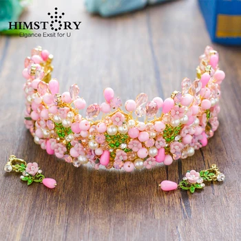 HIMSTORY Handmade Cute Pink Pearl Flower With Green Leaf Hair Crown Pink Headpiece Wedding Bridal Prom Party Hair Accessory
HIMSTORY Handmade Cute Pink Pearl Flower With Green Leaf Hair Crown Pink Headpiece Wedding Bridal Prom Party Hair Accessory