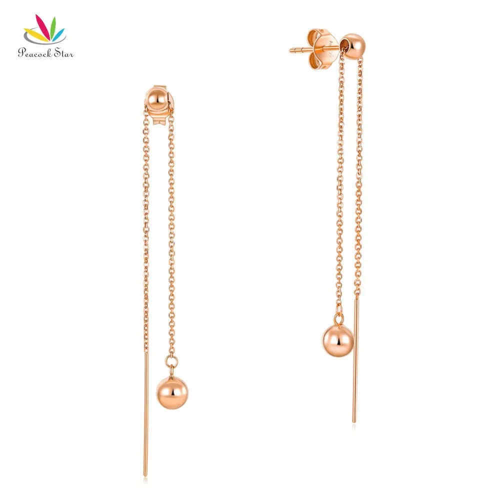 Real Solid 18K Rose Gold Long Line Earrings Drop Dangle Ball 2 -Way of Wearing Simple Elegant
Real Solid 18K Rose Gold Long Line Earrings Drop Dangle Ball 2 -Way of Wearing Simple Elegant
