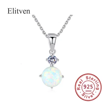 Elitven Round Silmulated White Blue Opal Pendant Necklace Sterling Silver Rolo Chian Jewelry Gifts for Women Girs
Elitven Round Silmulated White Blue Opal Pendant Necklace Sterling Silver Rolo Chian Jewelry Gifts for Women Girs