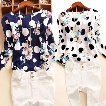 New Lady's Polka Dots Floral Printed Shirts O-neck Long Sleeve Casual Tops Blouse
New Lady's Polka Dots Floral Printed Shirts O-neck Long Sleeve Casual Tops Blouse
