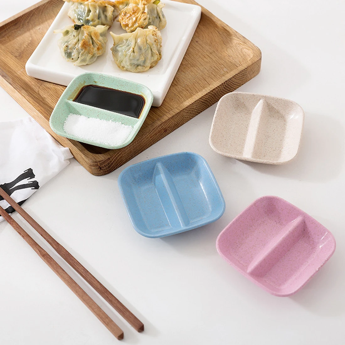Colorful 2 in 1 Seasoning Sauce Dishes Wheat Straw Tableware Seasoning dish Cooking Tools Kitchen Accessories
Colorful 2 in 1 Seasoning Sauce Dishes Wheat Straw Tableware Seasoning dish Cooking Tools Kitchen Accessories