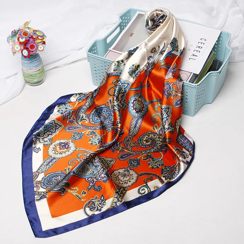 2019 Floral Print Head Scarf For Women Silk Satin Hijab Scarfs Orange Red 90*90cm Square Neckerchief Headband Scarves For Ladies
2019 Floral Print Head Scarf For Women Silk Satin Hijab Scarfs Orange Red 90*90cm Square Neckerchief Headband Scarves For Ladies