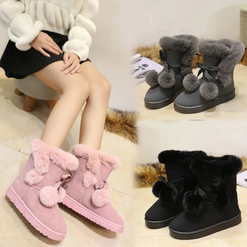 Warm Flat Women Boots New Pluth Cotton Cute Ball Women Snow Boots With Fur Winter Shoes Black Gray Ladies Winter Boots YBT1045
Warm Flat Women Boots New Pluth Cotton Cute Ball Women Snow Boots With Fur Winter Shoes Black Gray Ladies Winter Boots YBT1045