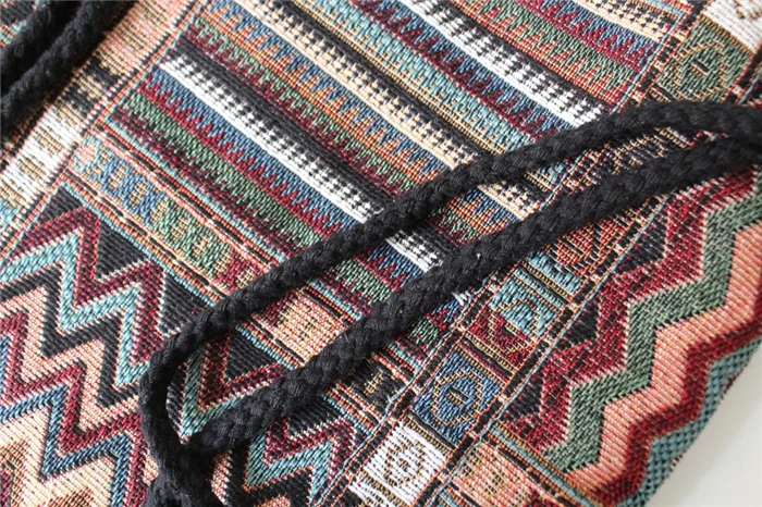 Sac à dos cordon tissu imprimé ethnique Sac à dos cordon tissu imprimé ethnique