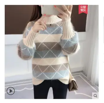 Woman Sweater 2020 New Loose Pullover with Furry Thickening Bottom, Half-high Collar and Fair Top
Woman Sweater 2020 New Loose Pullover with Furry Thickening Bottom, Half-high Collar and Fair Top