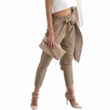 Women High Waist Pencil Pants Bow Tie Drawstring Pockets Casual Cropped Trousers Pantacourt Khaki Black Wine Red Pants
Women High Waist Pencil Pants Bow Tie Drawstring Pockets Casual Cropped Trousers Pantacourt Khaki Black Wine Red Pants