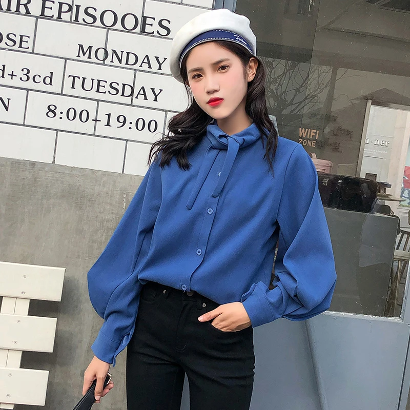 2019 New Spring Vintage Women Shirts Bow Full Sleeve Blouse Shirt Brown Blue Apricot 9155
2019 New Spring Vintage Women Shirts Bow Full Sleeve Blouse Shirt Brown Blue Apricot 9155