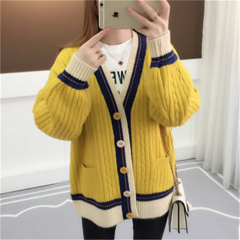 2019 Women Long Sleeve Knitted Sweater Cardigan Autumn Winter Ladies korean Fashion V-neck Causal Loose Plus Size Knitting Coat
2019 Women Long Sleeve Knitted Sweater Cardigan Autumn Winter Ladies korean Fashion V-neck Causal Loose Plus Size Knitting Coat