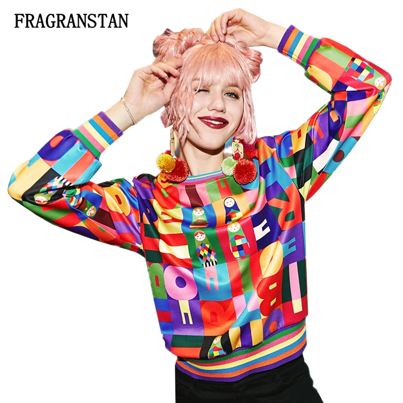 2019 Spring Autumn Female Long Sleeve Fashion Sweatshirts Ladies Casual Letter Hit Color Print Tops O-Neck Loose Pullovers JQ740
2019 Spring Autumn Female Long Sleeve Fashion Sweatshirts Ladies Casual Letter Hit Color Print Tops O-Neck Loose Pullovers JQ740
