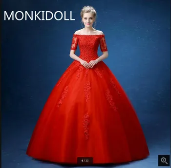 2016 new arrival ball gown red wedding dress lace appliques beading latest wedding gowns off the shoulder bride dress on sale
2016 new arrival ball gown red wedding dress lace appliques beading latest wedding gowns off the shoulder bride dress on sale