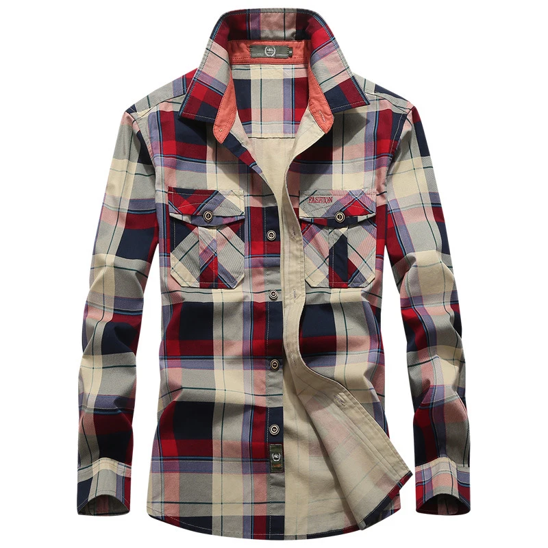 Cotton Plaid Shirt Men Spring Autumn Long Sleeve Shirt Men Pockets Shirts Casual Camisetas Hombre Plus Size 4XL Mens Plaid Shirt
Cotton Plaid Shirt Men Spring Autumn Long Sleeve Shirt Men Pockets Shirts Casual Camisetas Hombre Plus Size 4XL Mens Plaid Shirt