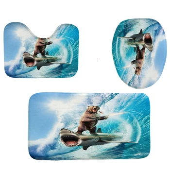 4Pcs Home Bathroom Decor Set Bear And Shark Pattern Toilet Seat Cover Bath Mat Set+Waterproof Shower Curtain
4Pcs Home Bathroom Decor Set Bear And Shark Pattern Toilet Seat Cover Bath Mat Set+Waterproof Shower Curtain