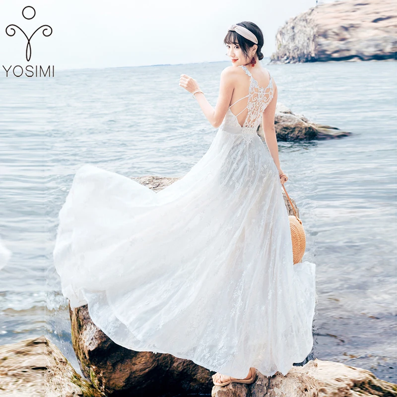 YOSIMI 2019 Summer Ladies Evening Party Dress White Lace Dress V-nek Sleeveless Backless Sexy Women Ankle-length Maxi Dresses
YOSIMI 2019 Summer Ladies Evening Party Dress White Lace Dress V-nek Sleeveless Backless Sexy Women Ankle-length Maxi Dresses