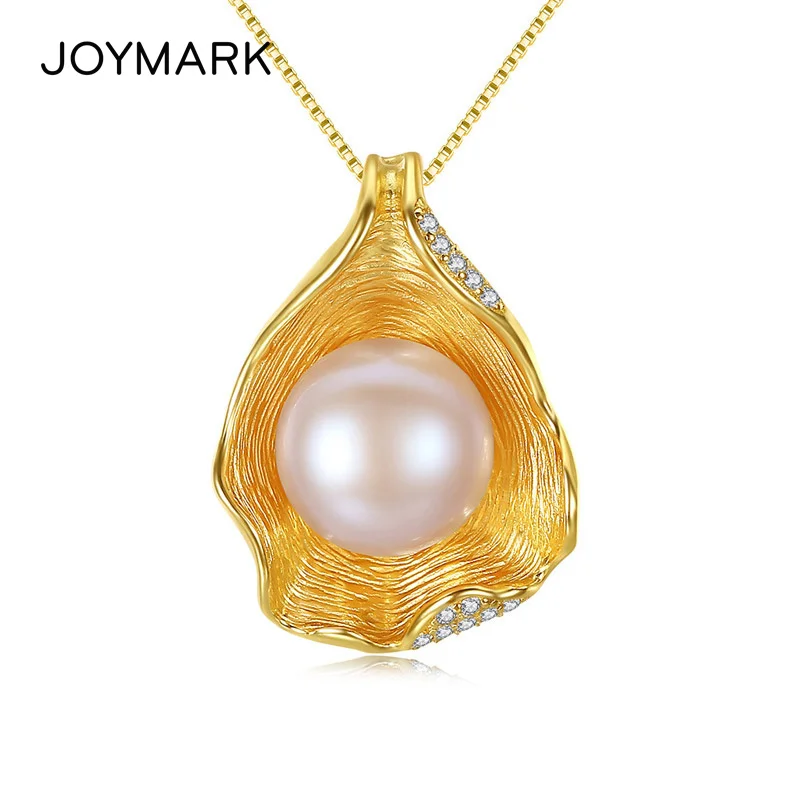 

Ожерелье JOYMARK с подвеской из натурального жемчуга с кубическим цирконием, золотого цвета, 925 пробы, ювелирные украшения для женщин, JPN302