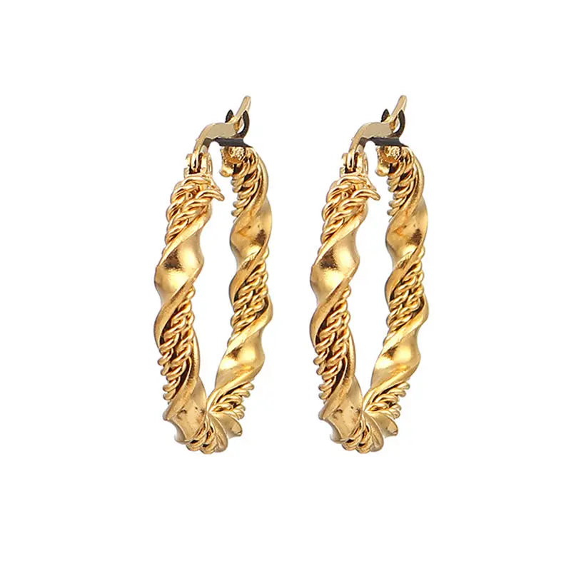 Fashion Stainless Steel Hoop Earrings Gold Circle Ring Spiral 4 Sizes Simple Jewelry Gift, Post/ Wire Size: (18 gauge), 1 Pair
Fashion Stainless Steel Hoop Earrings Gold Circle Ring Spiral 4 Sizes Simple Jewelry Gift, Post/ Wire Size: (18 gauge), 1 Pair