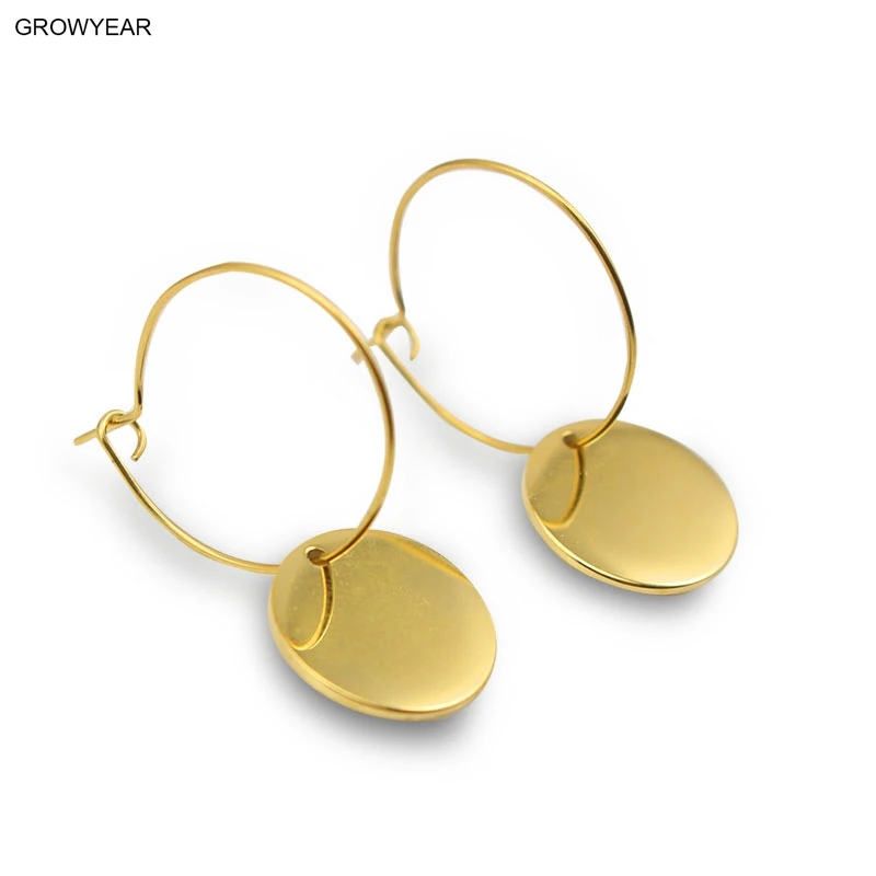 Classic Simple Gold Color Round Pendant Dangle Earrings Stainless Steel Women Jewelry add your logo or name available
Classic Simple Gold Color Round Pendant Dangle Earrings Stainless Steel Women Jewelry add your logo or name available