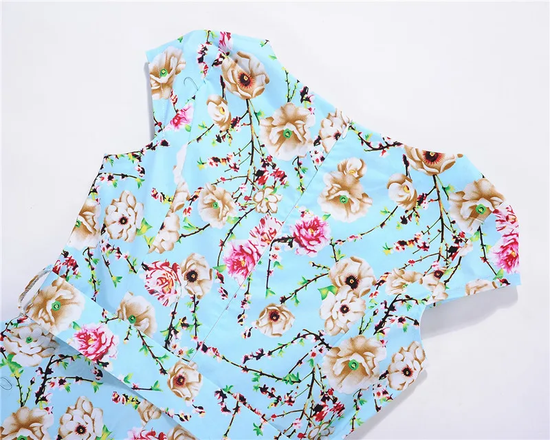 Kostlish Floral Print Summer Sundress 2017 Short Sleeve Belt Tunic Vintage Dress Women Elegant Swing Rockabilly Party Dresses (43)