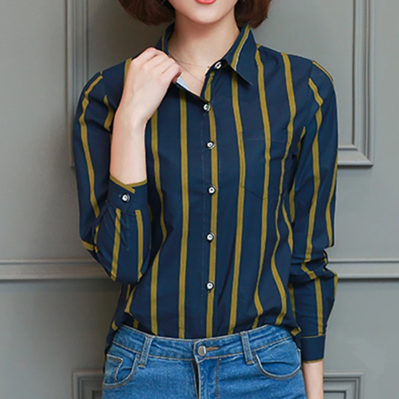 New Pocket Striped Blouse 2019 Autumn Women Blusas Loose Slim Fit Long Sleeve Women's Shirts Fashion Top Turn-down Blouses T-22
New Pocket Striped Blouse 2019 Autumn Women Blusas Loose Slim Fit Long Sleeve Women's Shirts Fashion Top Turn-down Blouses T-22