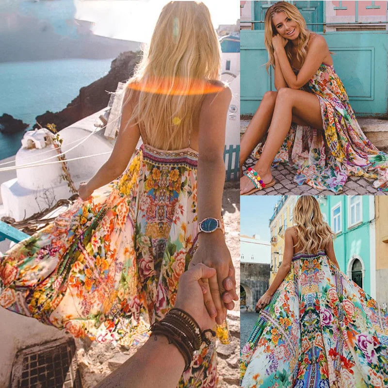 2018 Women's Bohemian Style Floral Maxi Long Dress Summer Print Beach Evening Party Sundress Spaghetti Strap Dress
2018 Women's Bohemian Style Floral Maxi Long Dress Summer Print Beach Evening Party Sundress Spaghetti Strap Dress