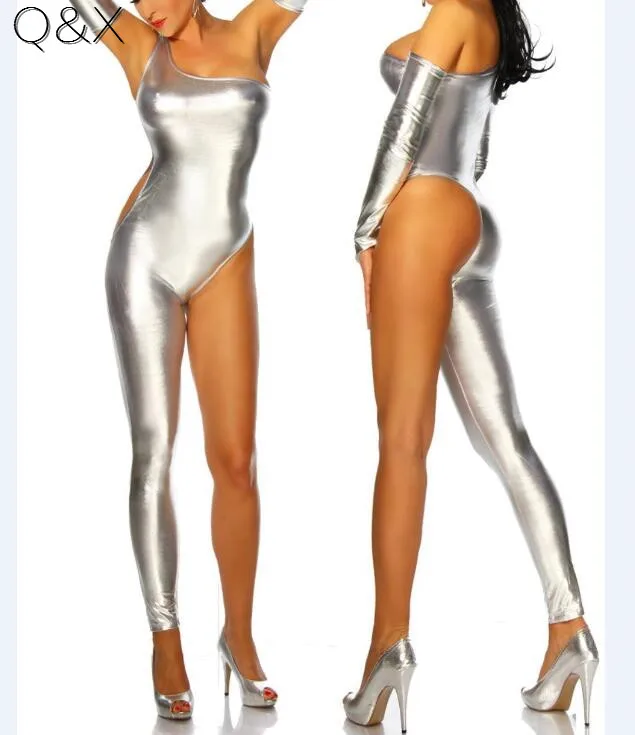 NE1 Black Gold Silver Adult Women Sexy Shiny Leather Jumpsuit Halloween Costume DJ Dance Catsuit Exotic Clubwear PVC Bodysuit
NE1 Black Gold Silver Adult Women Sexy Shiny Leather Jumpsuit Halloween Costume DJ Dance Catsuit Exotic Clubwear PVC Bodysuit