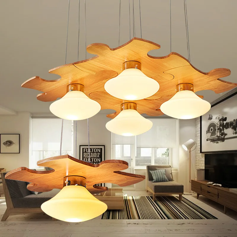 Nordic Puzzle Shape LED 3 Lights loft pendant light Oak Wood Retro lamp E27 110/220V 90cm Cord Hanging light fixture
Nordic Puzzle Shape LED 3 Lights loft pendant light Oak Wood Retro lamp E27 110/220V 90cm Cord Hanging light fixture