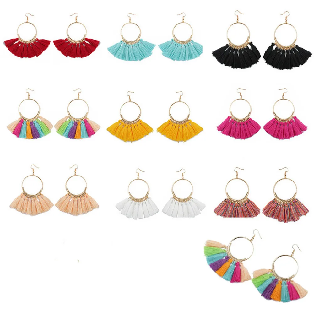 NEW 10 Pairs Tassel Earrings For Women Colorful Fan Shape Drop Earrings Exquisite Jewelry Accessory Ornaments Earring Brincos
NEW 10 Pairs Tassel Earrings For Women Colorful Fan Shape Drop Earrings Exquisite Jewelry Accessory Ornaments Earring Brincos